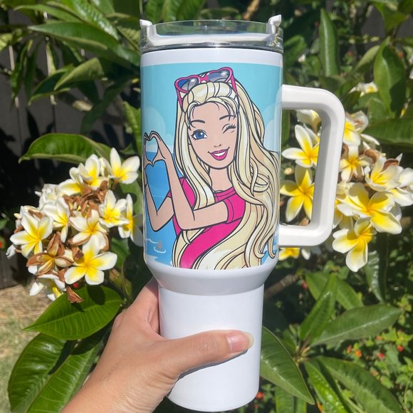 Other - Barbie Girl LETS GO PARTY Movie Pink Tumbler 40 oz tumbler with hand carry handl